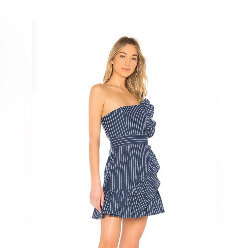 Alexis Denim One-Shoulder Ruffle Dress - Picture 2 of 5